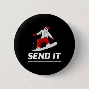Snowboard Snowboarder Send It Snowboarding Winter 6 Cm Round Badge