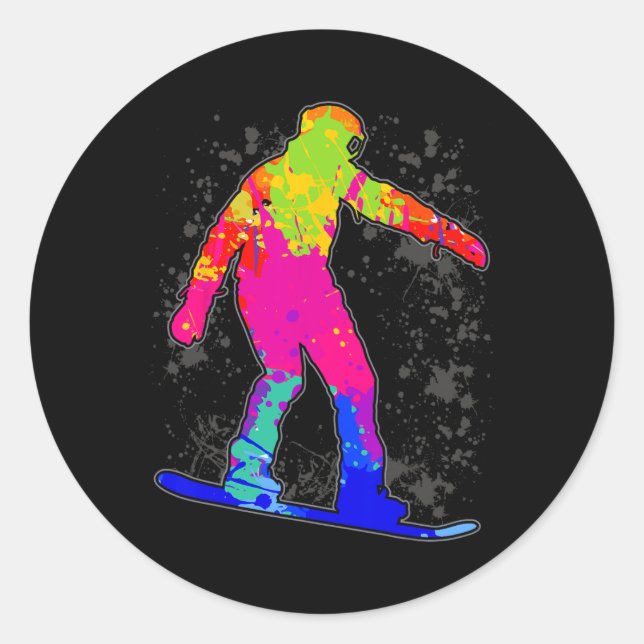 Snowboard Snowboarder Snowboarding Boys Kids Men 2 Classic Round Sticker (Front)