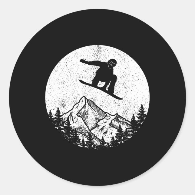 Snowboard Snowboarding Silhouette Snowboarding Gif Classic Round Sticker (Front)