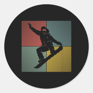 Snowboard Snowboarding Skilift Vintage Snowboarder Classic Round Sticker