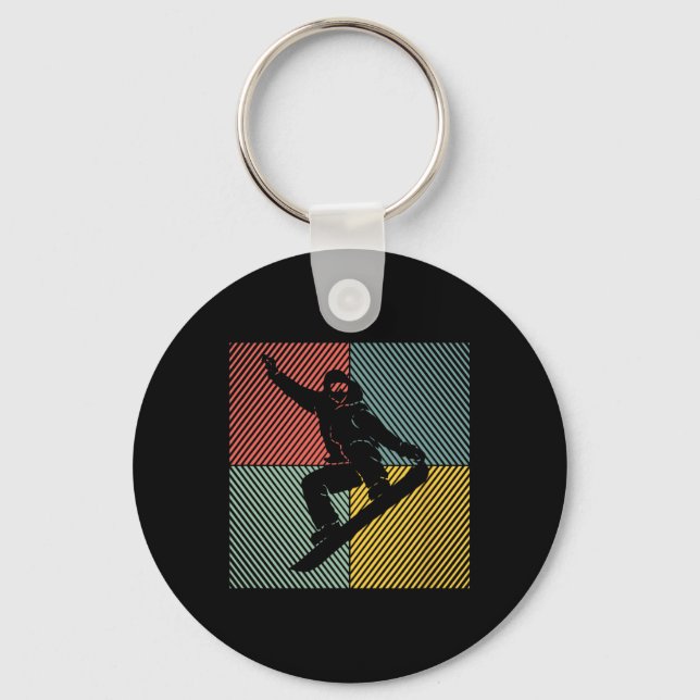 Snowboard Snowboarding Skilift Vintage Snowboarder Key Ring (Front)