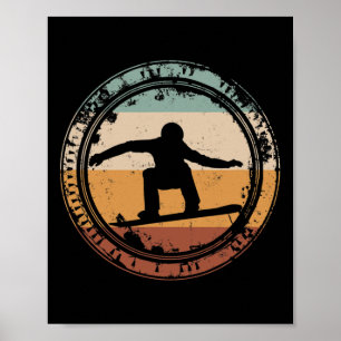 Snowboard Snowboarding Sunset Jump Vintage Poster