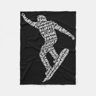 Snowboard Snowboarding Typography Boys Kids Men Sn Fleece Blanket