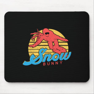 Snowboard Snowboarding Vintage Retro Bunny Girl Mouse Pad