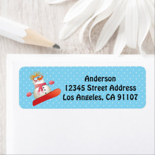 Snowboard Snowman Return Address Labels