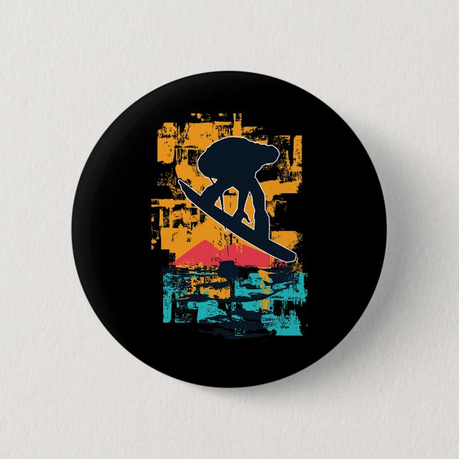 Snowboard Sunset Big Air Jump For Snowboarders  6 Cm Round Badge (Front)