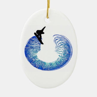 SNOWBOARD THE PIPES CERAMIC TREE DECORATION