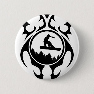 snowboard. tribalz. 6 cm round badge