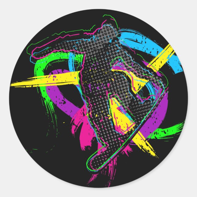 Snowboard Trick Classic Round Sticker (Front)