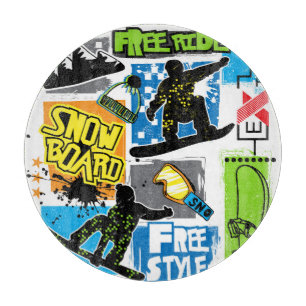 Snowboard Typography: Extreme Kid's Background. Cutting Board