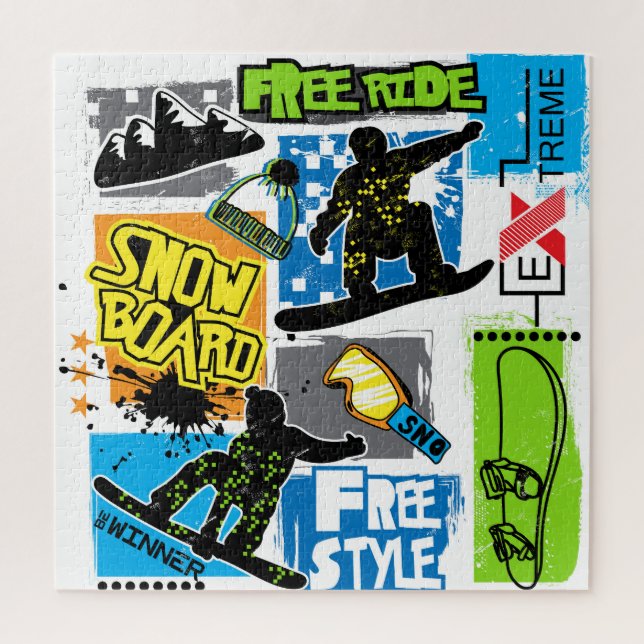 Snowboard Typography: Extreme Kid's Background. Jigsaw Puzzle (Vertical)