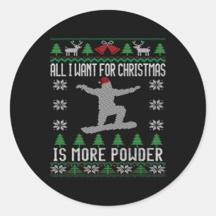 Snowboard Ugly Christmas Snowboarding Gift Snowboa Classic Round Sticker