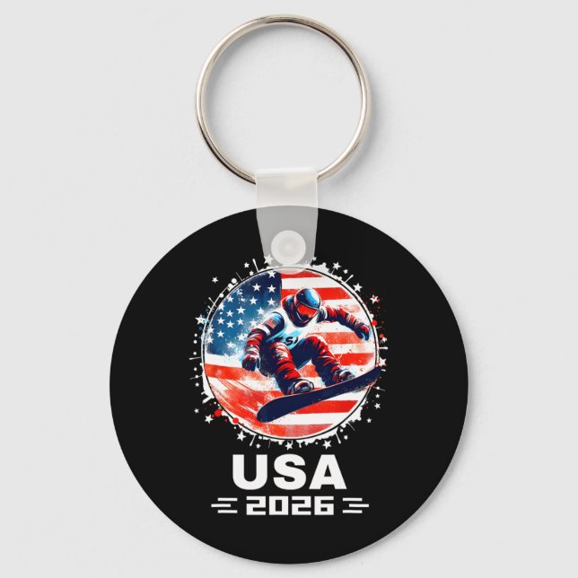 Snowboard Usa Go Usa Team Usa Flag 2026 Snowboardi Key Ring (Front)