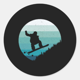 Snowboard Vintage Snowboarder Snow Winter Snowboar Classic Round Sticker