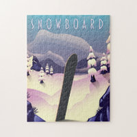 Snowboard vintage style travel poster
