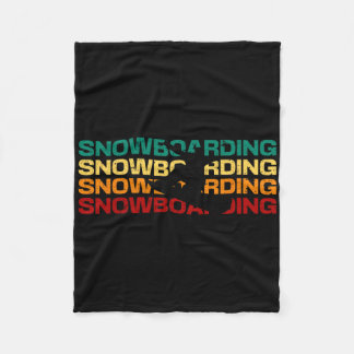 Snowboard Vintage Sunset Winter Sports Alpine Snow Fleece Blanket