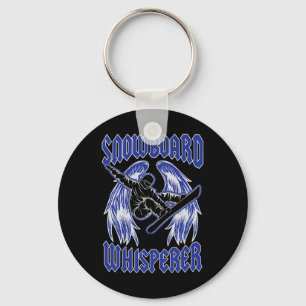 Snowboard Whisperer Rock And Roll Style Angel Wing Key Ring