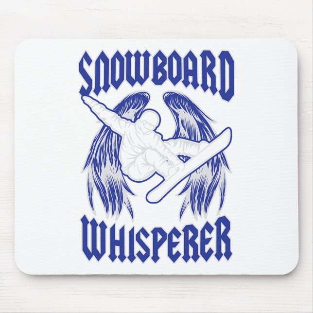 Snowboard Whisperer Rock And Roll Style Angel Wing Mouse Pad (Front)