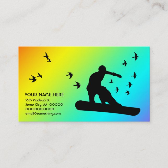 snowboard with birds business card (Front)