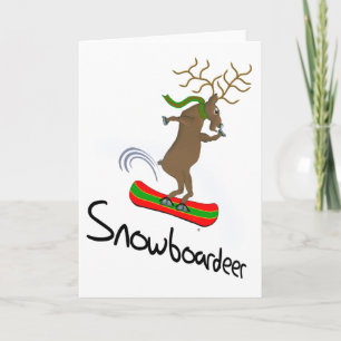 Snowboardeer Funny Snowboarding Reindeer Holiday Card