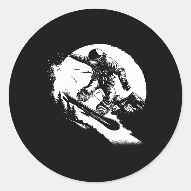 Snowboarder Alpine Snowboarding 1  Classic Round Sticker (Front)