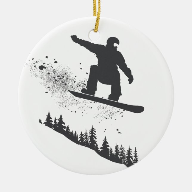 Snowboarder Ceramic Tree Decoration (Front)