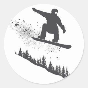 Snowboarder Classic Round Sticker