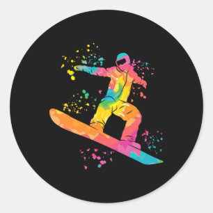 Snowboarder Colorful Snowboard Snowboarding 44  Classic Round Sticker