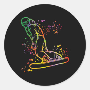 Snowboarder Colorful Snowboard Snowboarding 8  Classic Round Sticker
