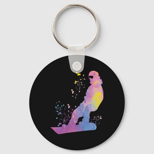Snowboarder Colourful Snowboard Snowboarding 13  Key Ring (Front)