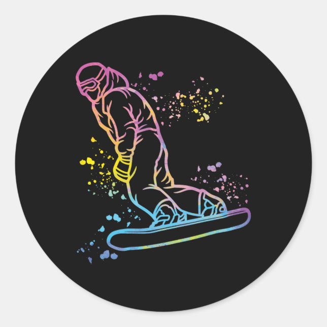 Snowboarder Colourful Snowboard Snowboarding 14  Classic Round Sticker (Front)
