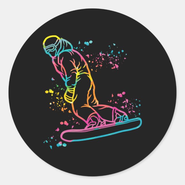 Snowboarder Colourful Snowboard Snowboarding 16  Classic Round Sticker (Front)