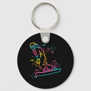 Snowboarder Colourful Snowboard Snowboarding 16  Key Ring