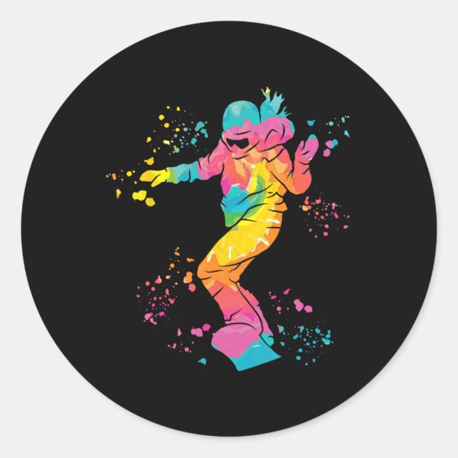 Snowboarder Colourful Snowboard Snowboarding 25  Classic Round Sticker (Front)