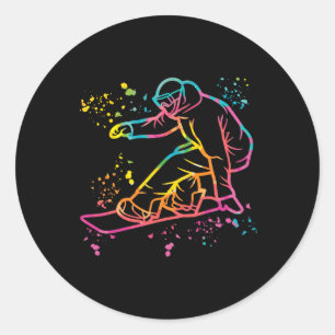 Snowboarder Colourful Snowboard Snowboarding 33  Classic Round Sticker
