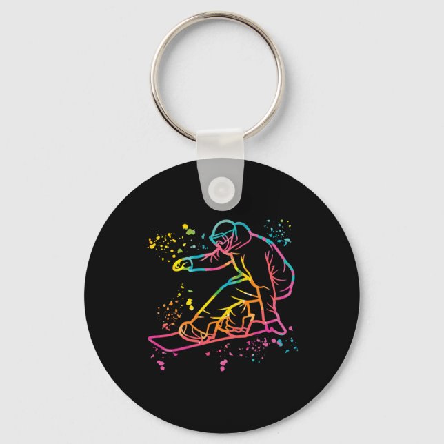 Snowboarder Colourful Snowboard Snowboarding 33  Key Ring (Front)