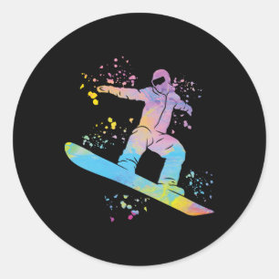 Snowboarder Colourful Snowboard Snowboarding 4  Classic Round Sticker