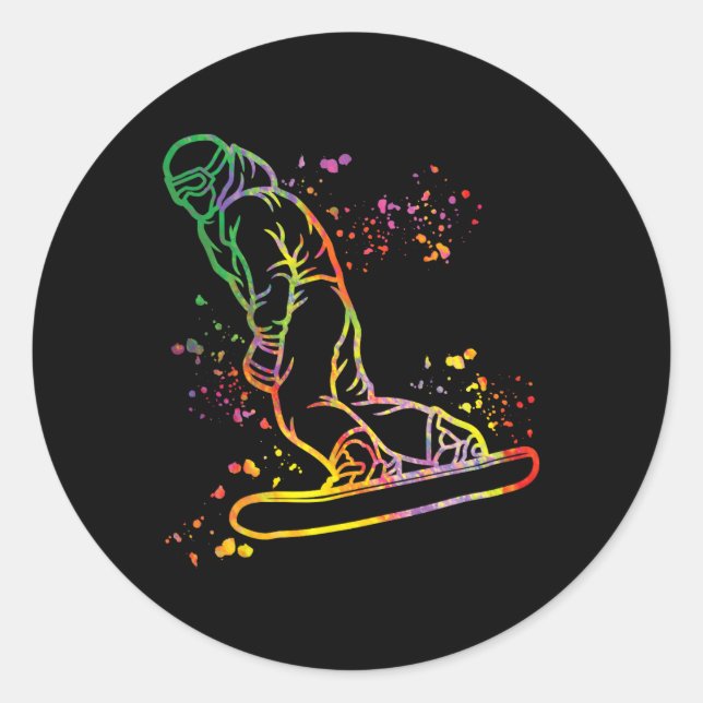 Snowboarder Colourful Snowboard Snowboarding 8  Classic Round Sticker (Front)
