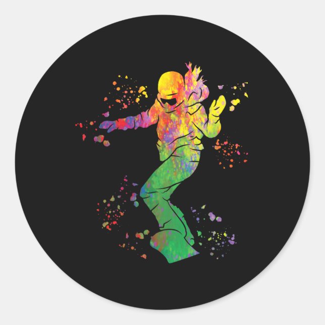 Snowboarder Colourful Snowboard Snowboarding 9  Classic Round Sticker (Front)
