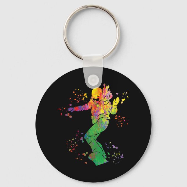 Snowboarder Colourful Snowboard Snowboarding 9  Key Ring (Front)