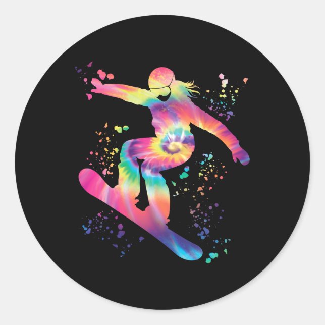 Snowboarder Colourful Snowboard Snowboarding  Classic Round Sticker (Front)