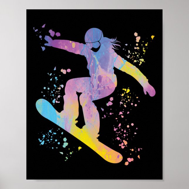 Snowboarder Colourful Snowboard Snowboarding &#   Poster (Front)
