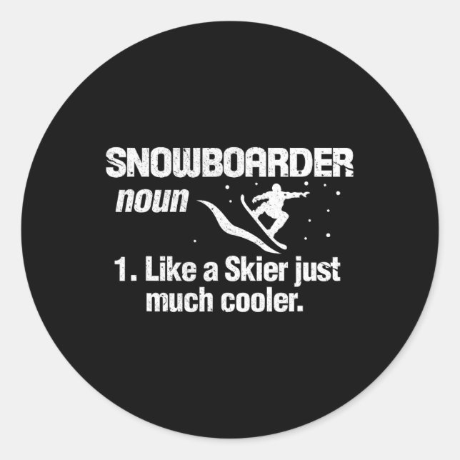 Snowboarder Definition Meaning Snowboarding Snowbo Classic Round Sticker (Front)