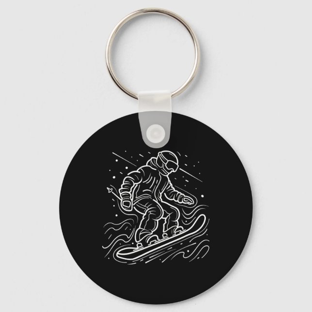 Snowboarder Drawing Snowboarding Lessons  Key Ring (Front)