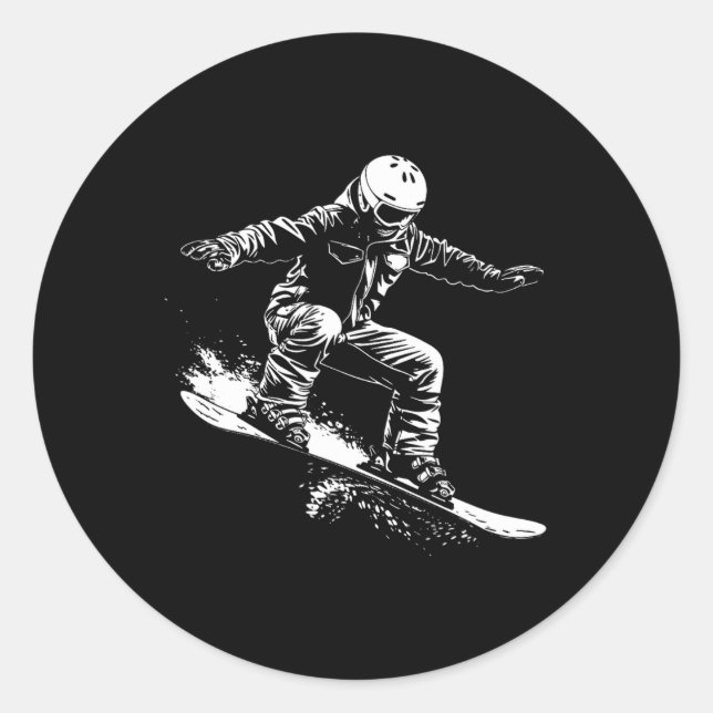 Snowboarder Drawing Snowboarding Slope 1  Classic Round Sticker (Front)