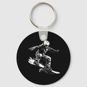 Snowboarder Drawing Snowboarding Slope 1  Key Ring