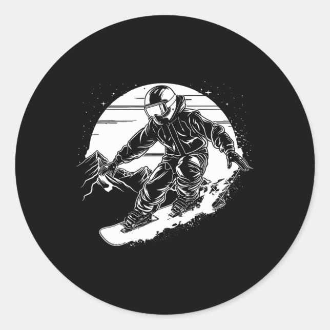 Snowboarder Drawing Snowboarding Slope 2  Classic Round Sticker (Front)