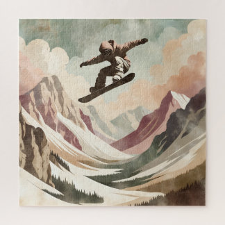 Snowboarder Enjoying the Snowy Mountains Jigsaw Puzzle