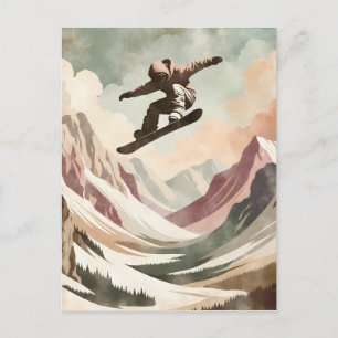 Snowboarder Enjoying the Snowy Mountains Postcard