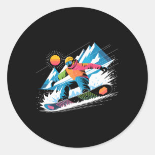 Snowboarder Explore The Slopes Snowboarding Lover  Classic Round Sticker